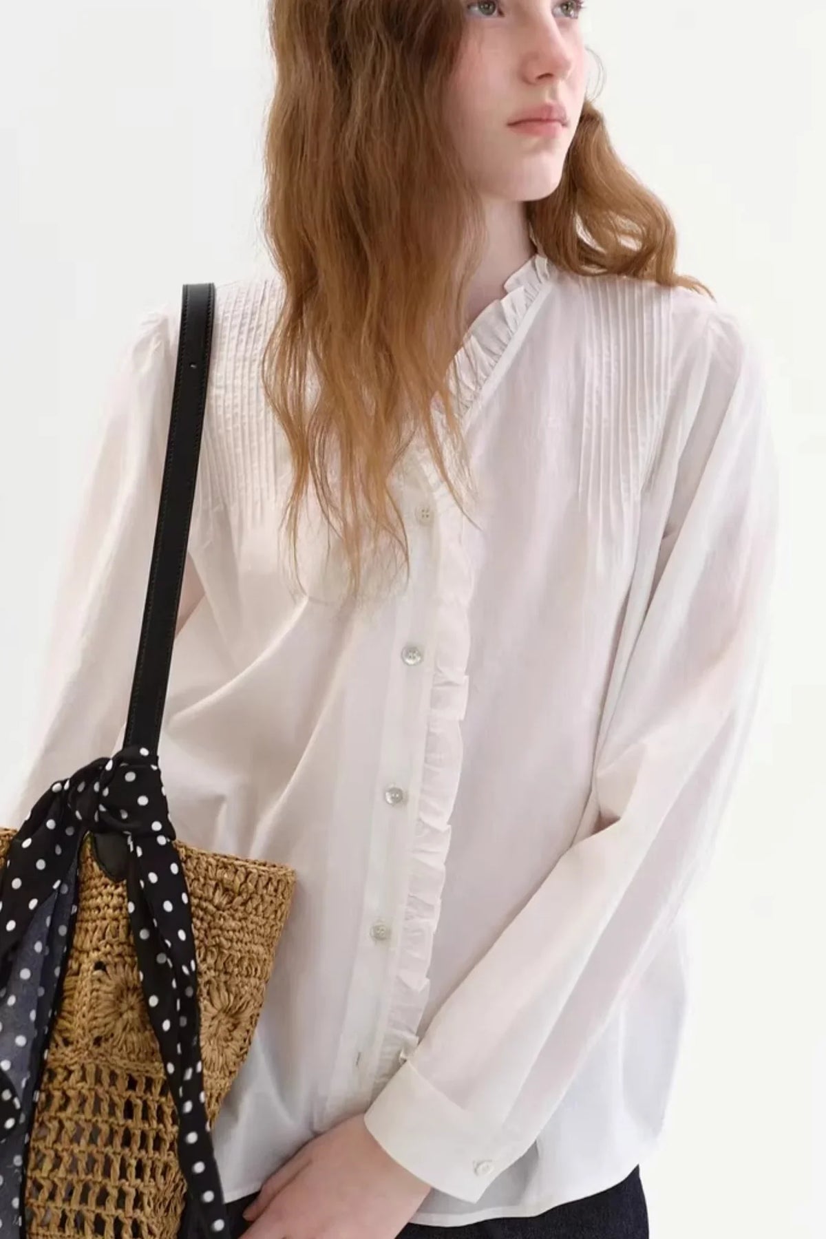 Cotton French-Style Ruffled Blouse