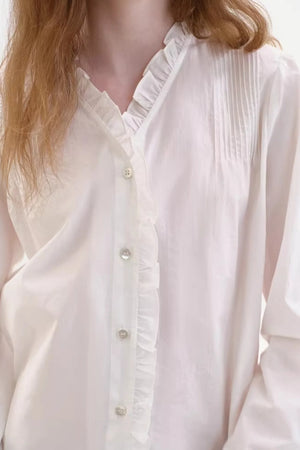 Cotton French-Style Ruffled Blouse