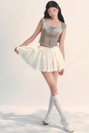 Cotton Lace Peplum Top