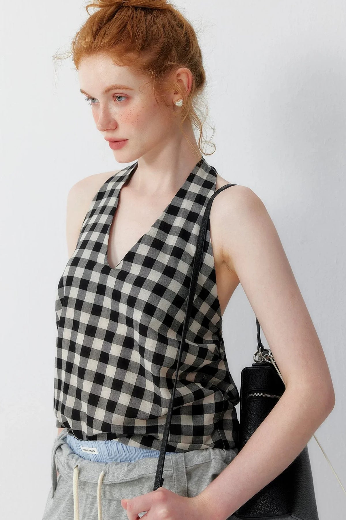 Cotton Plaid Halter Top