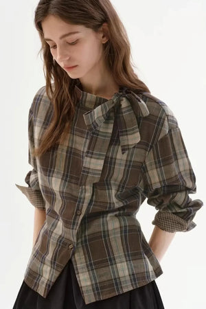 Cotton Plaid Irregular Shirt