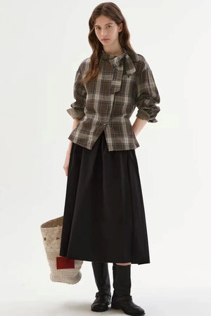 Cotton Plaid Irregular Shirt