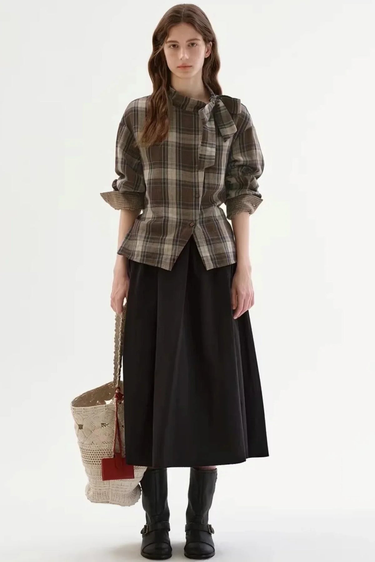 Cotton Plaid Irregular Shirt