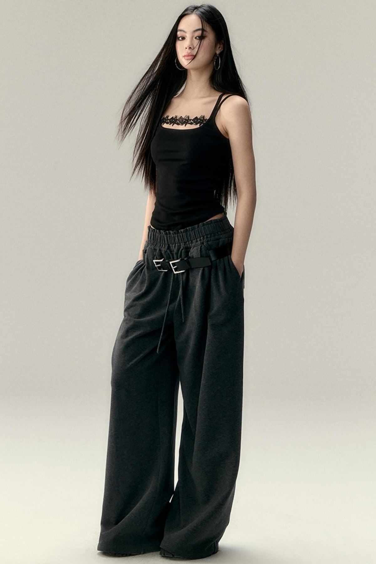Cotton Pleated Wide-Leg Pants
