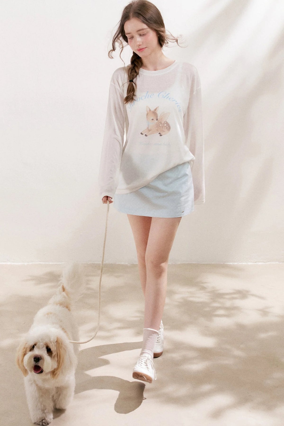 Cotton Polka Dot Low-Waist Mini Skirt