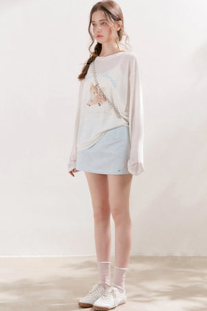 Cotton Polka Dot Low-Waist Mini Skirt