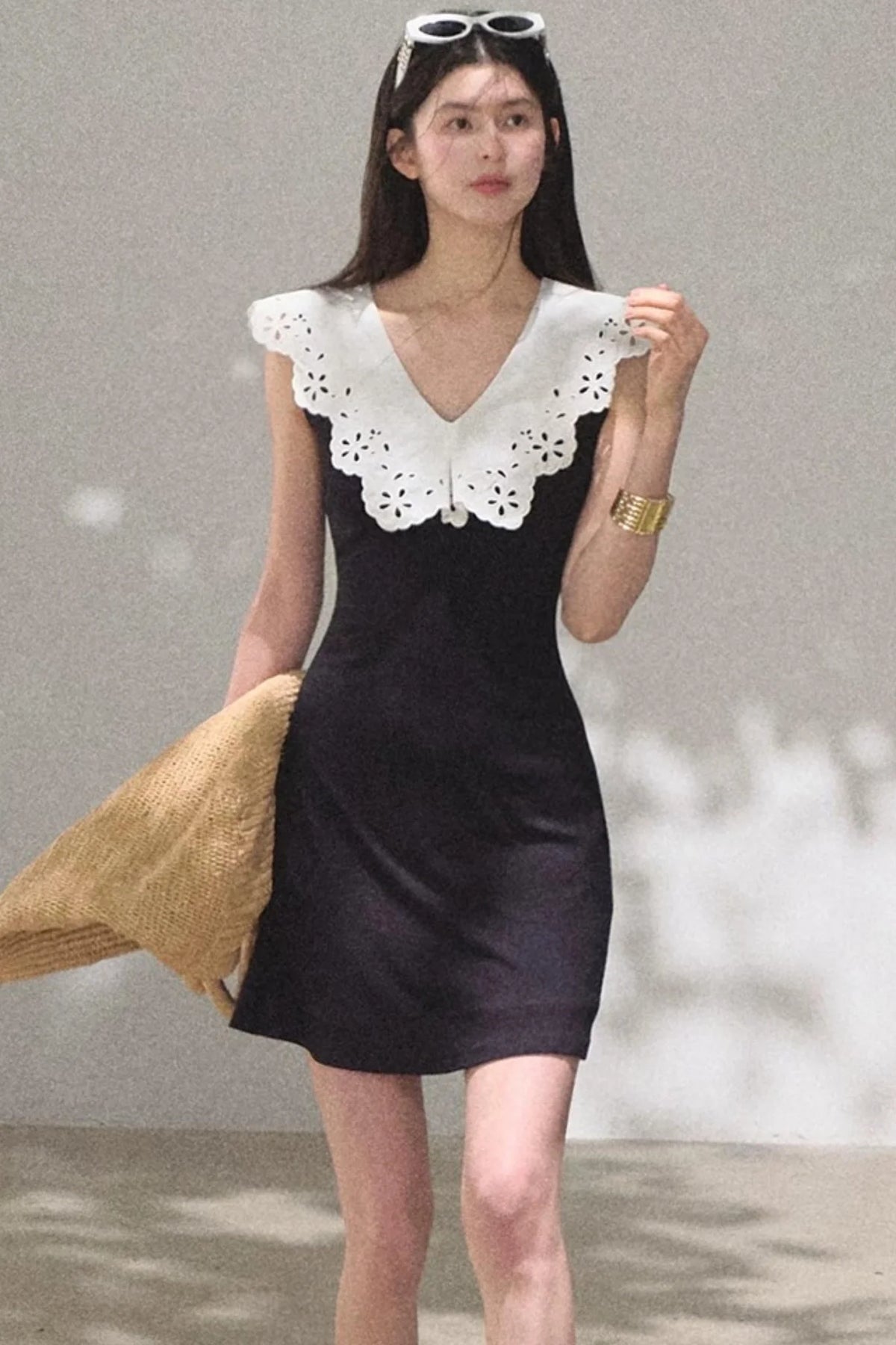 Cotton Sleeveless Backless Waist-cinching Dress