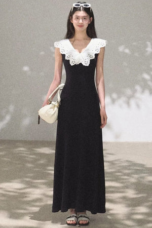 Cotton Sleeveless Backless Waist-cinching Dress