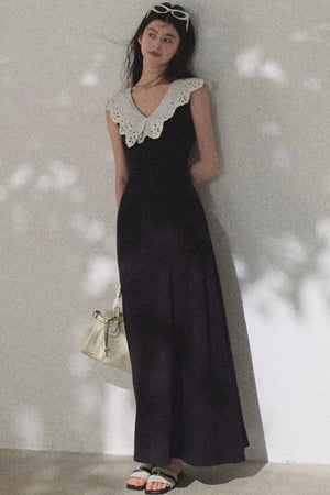 Cotton Sleeveless Backless Waist-cinching Dress