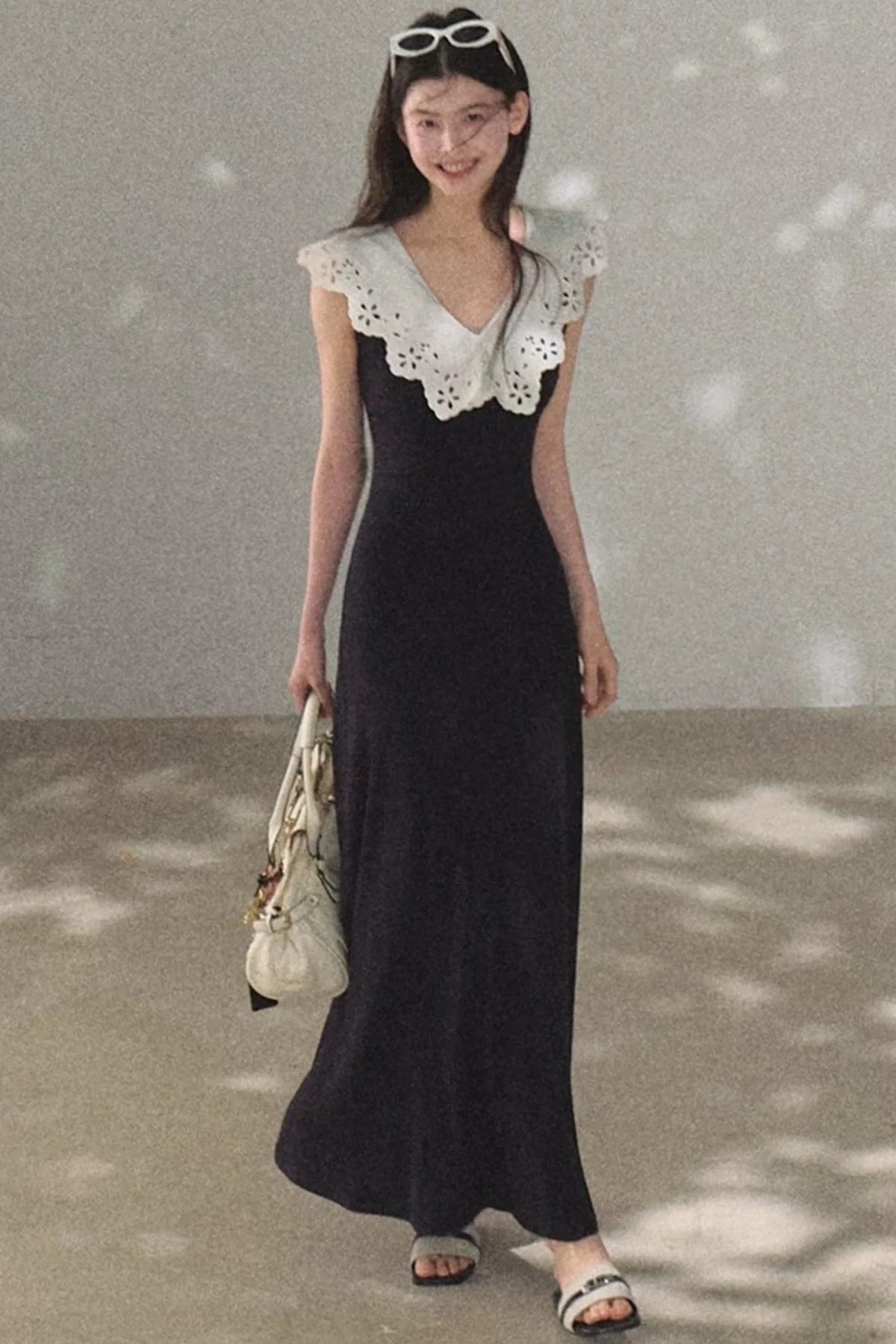 Cotton Sleeveless Backless Waist-cinching Dress