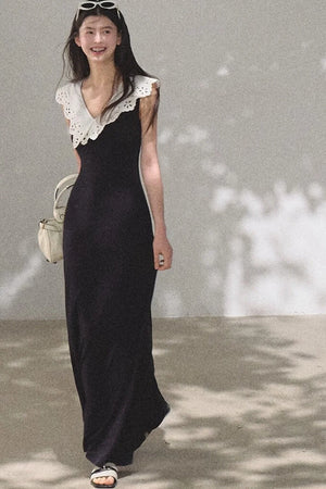 Cotton Sleeveless Backless Waist-cinching Dress
