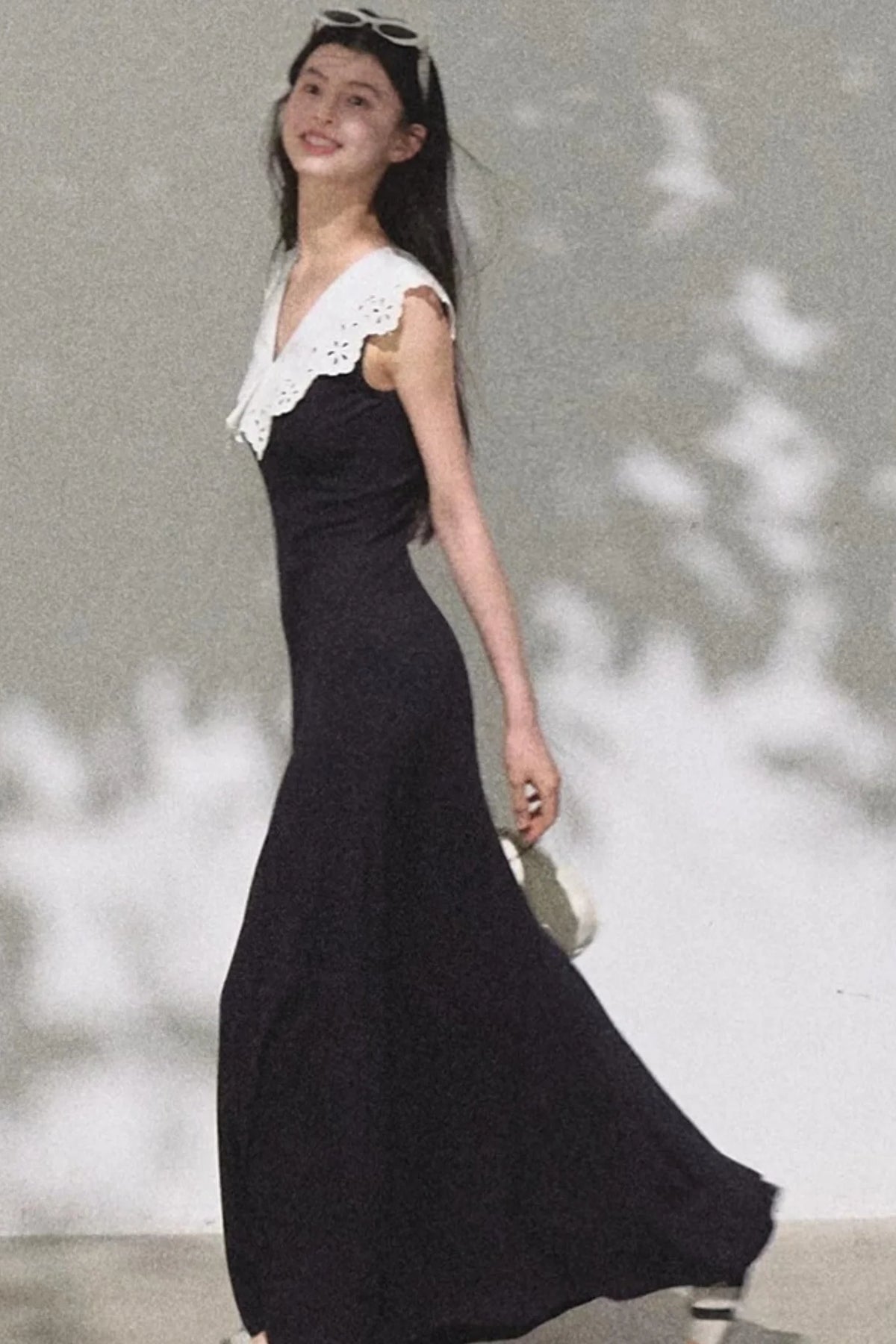 Cotton Sleeveless Backless Waist-cinching Dress
