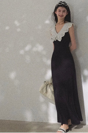 Cotton Sleeveless Backless Waist-cinching Dress