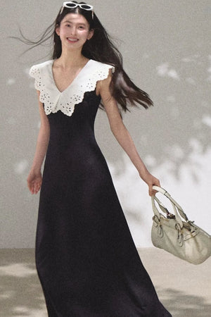 Cotton Sleeveless Backless Waist-cinching Dress