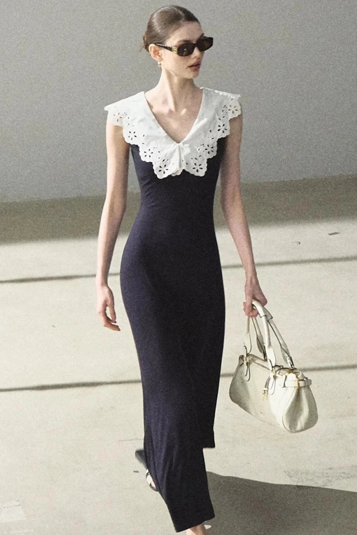 Cotton Sleeveless Backless Waist-cinching Dress