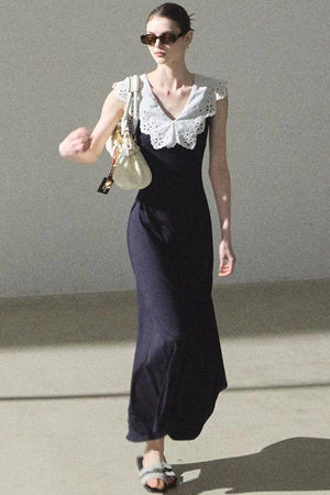 Cotton Sleeveless Backless Waist-cinching Dress