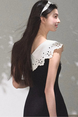 Cotton Sleeveless Backless Waist-cinching Dress
