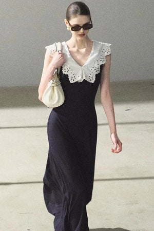 Cotton Sleeveless Backless Waist-cinching Dress