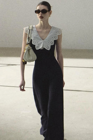Cotton Sleeveless Backless Waist-cinching Dress