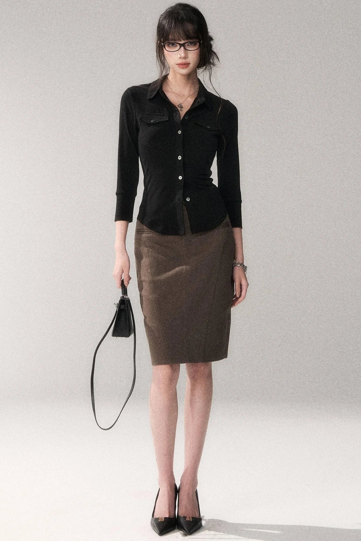 Cotton Washed Midi Skirt