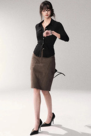 Cotton Washed Midi Skirt