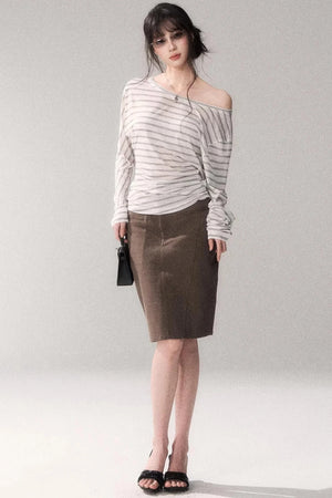 Cotton Washed Midi Skirt