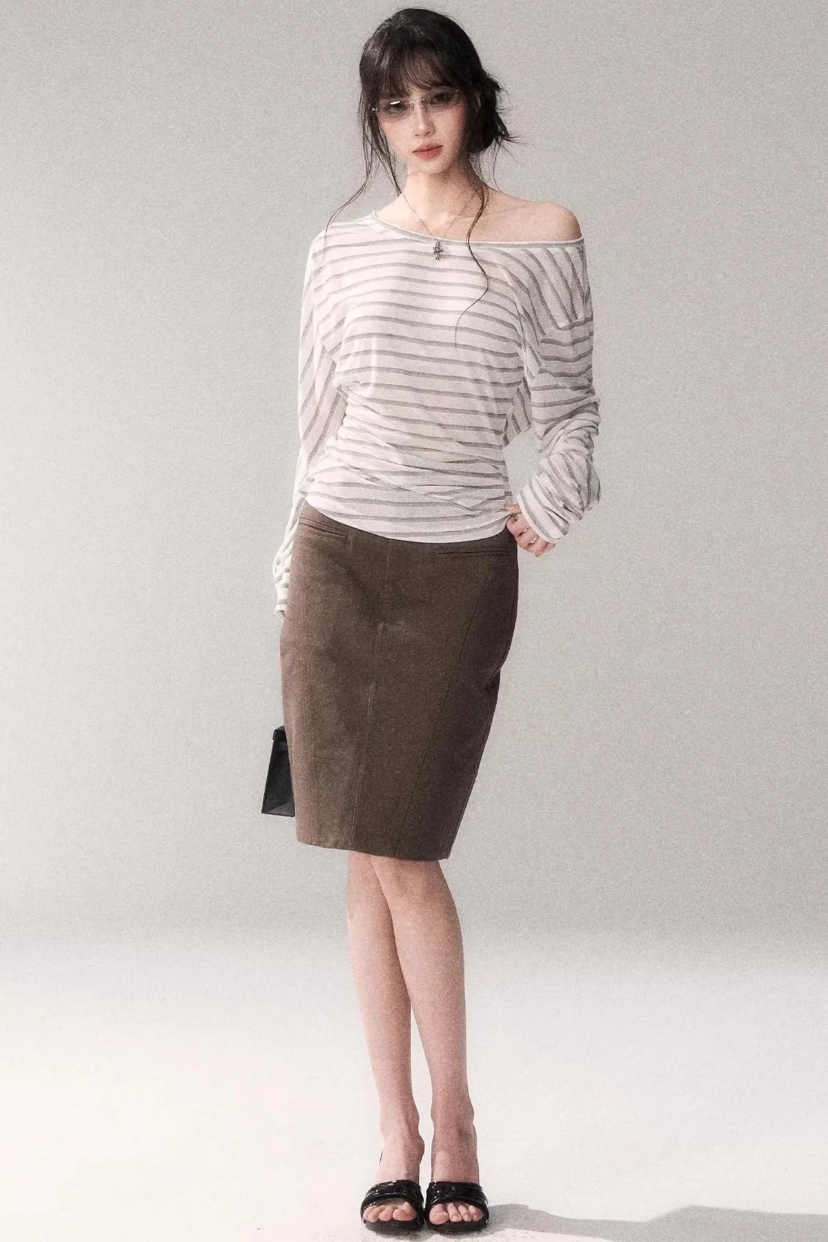 Cotton Washed Midi Skirt