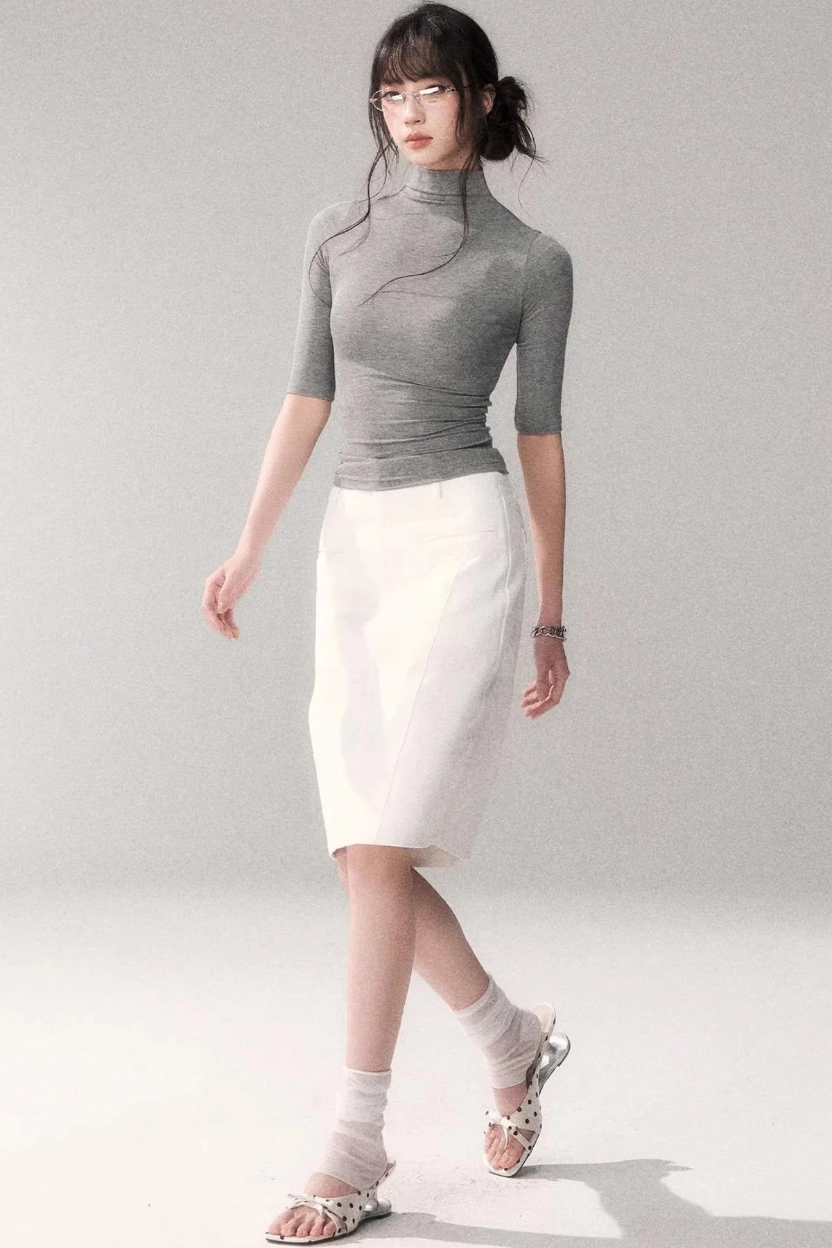 Cotton Washed Midi Skirt