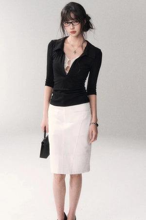 Cotton Washed Midi Skirt