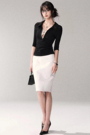 Cotton Washed Midi Skirt