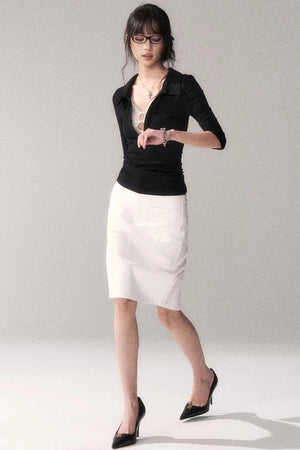 Cotton Washed Midi Skirt