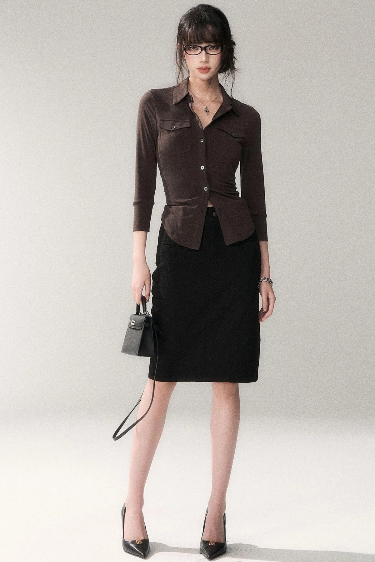 Cotton Washed Midi Skirt