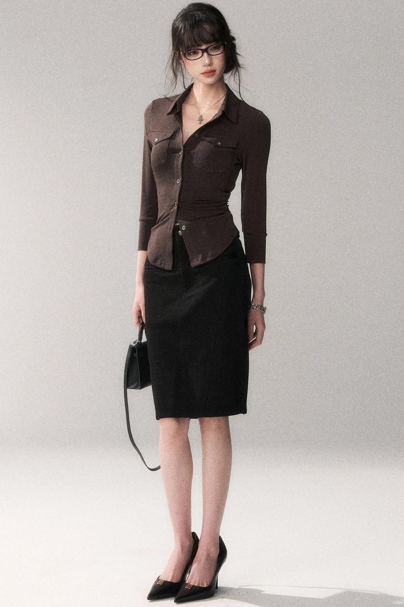 Cotton Washed Midi Skirt