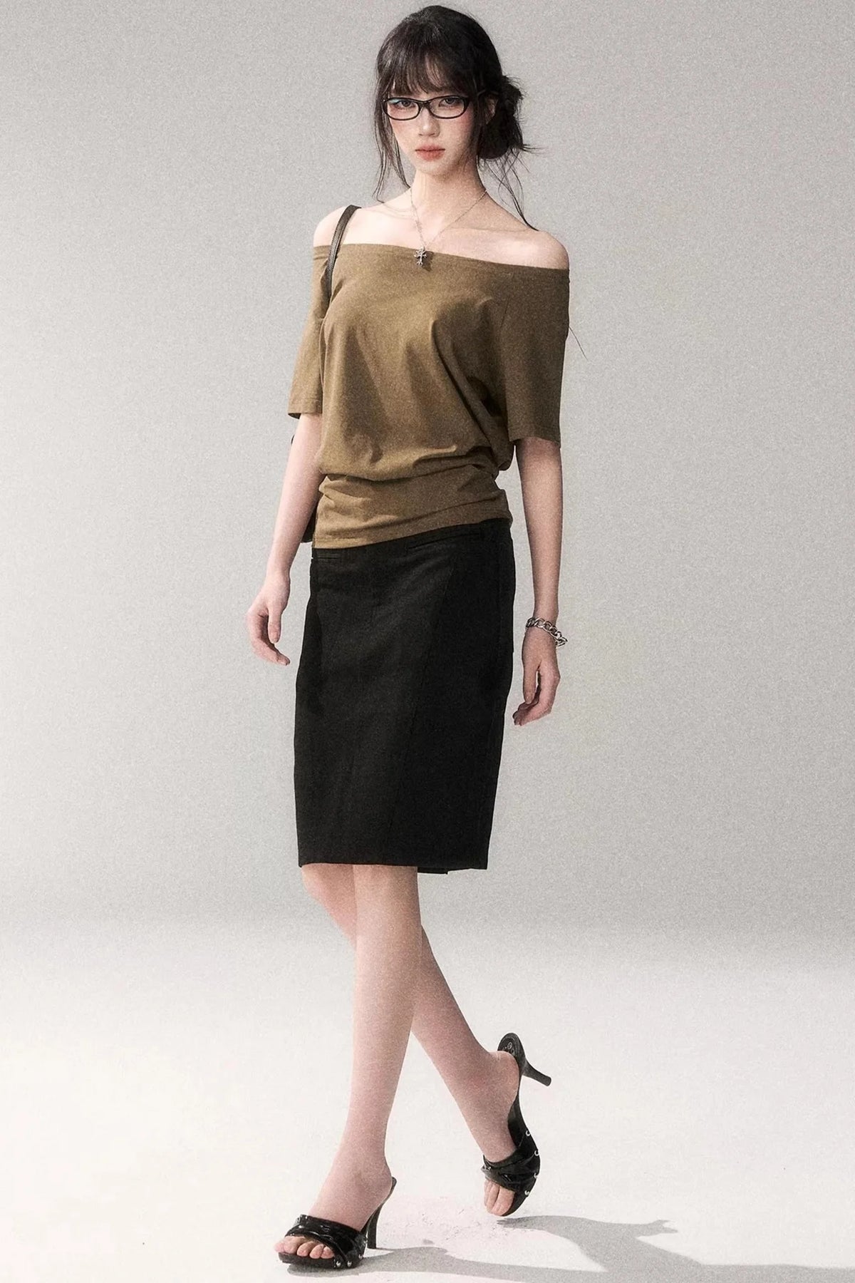 Cotton Washed Midi Skirt