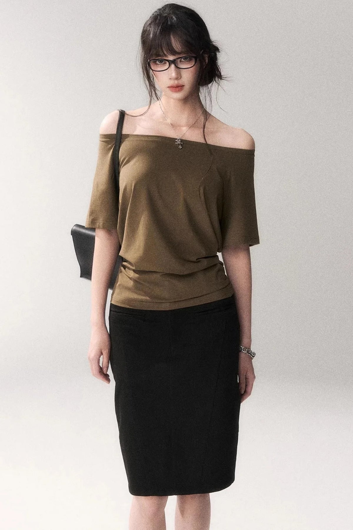 Cotton Washed Midi Skirt