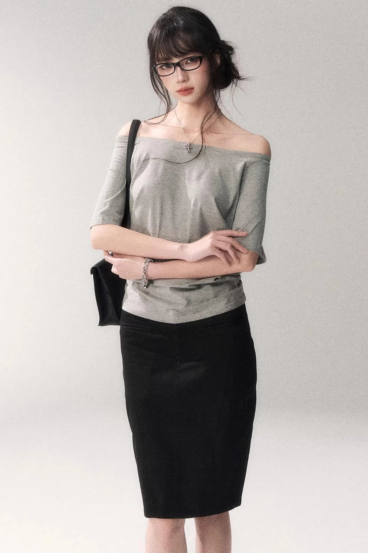 Cotton Washed Midi Skirt