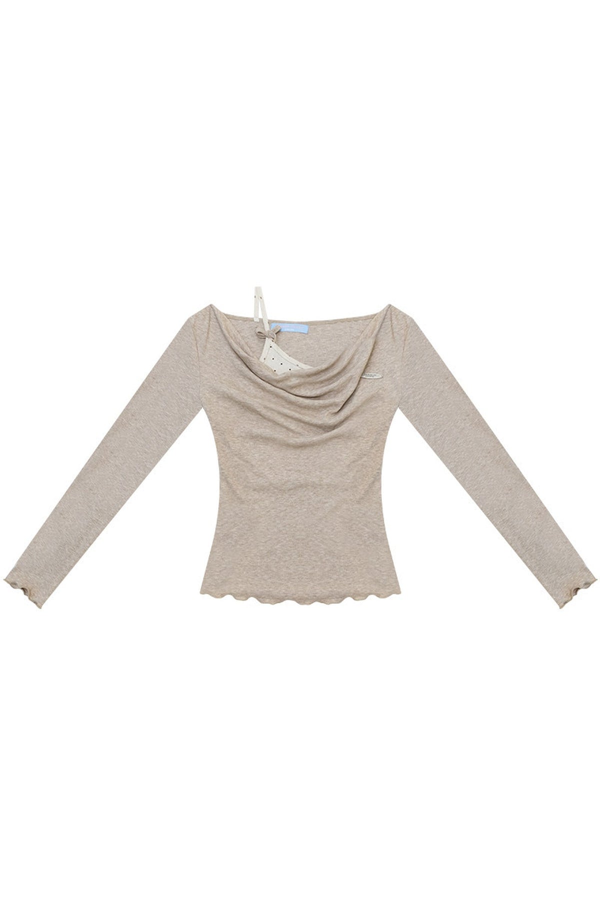 Cowl Neck Knit Base Layer Top
