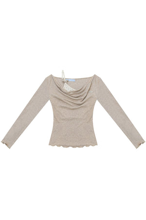 Cowl Neck Knit Base Layer Top