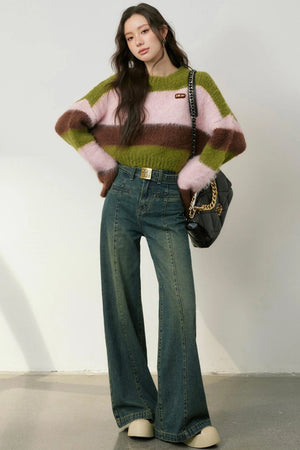 Cozy Color Block Knit Sweater