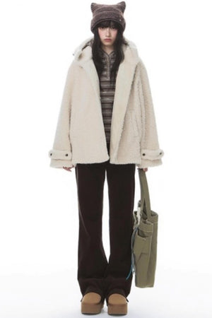 Cozy Hooded Lamb Wool Jacket