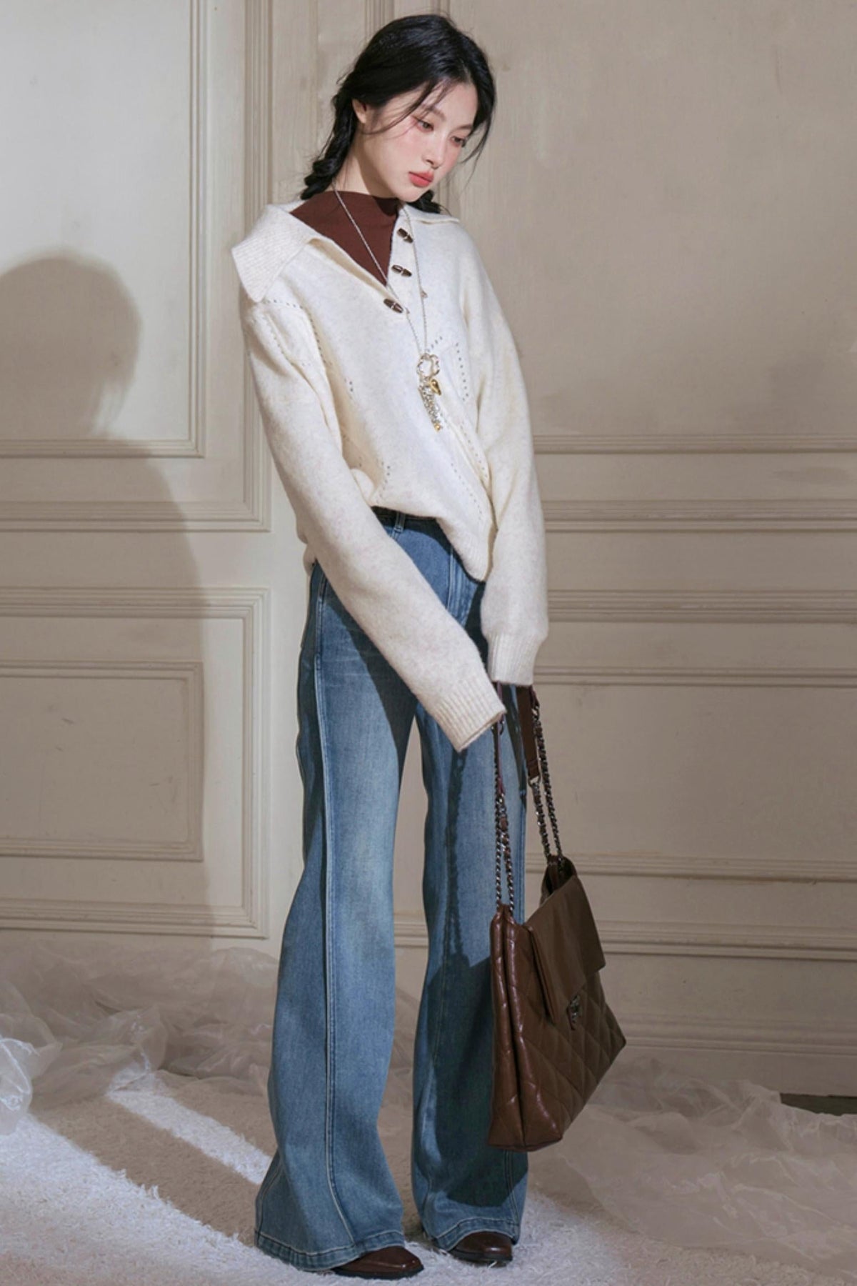 Cream Asymmetrical Sweater
