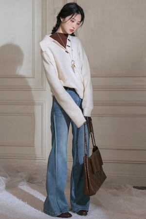 Cream Asymmetrical Sweater
