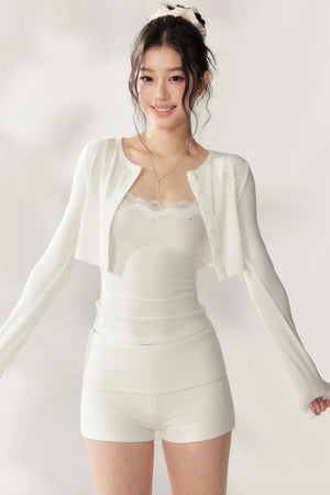 Cream Lace Loungewear Set-Up