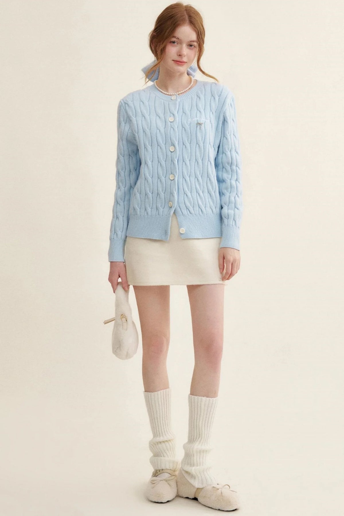 Cream Tweed A-Line Skirt