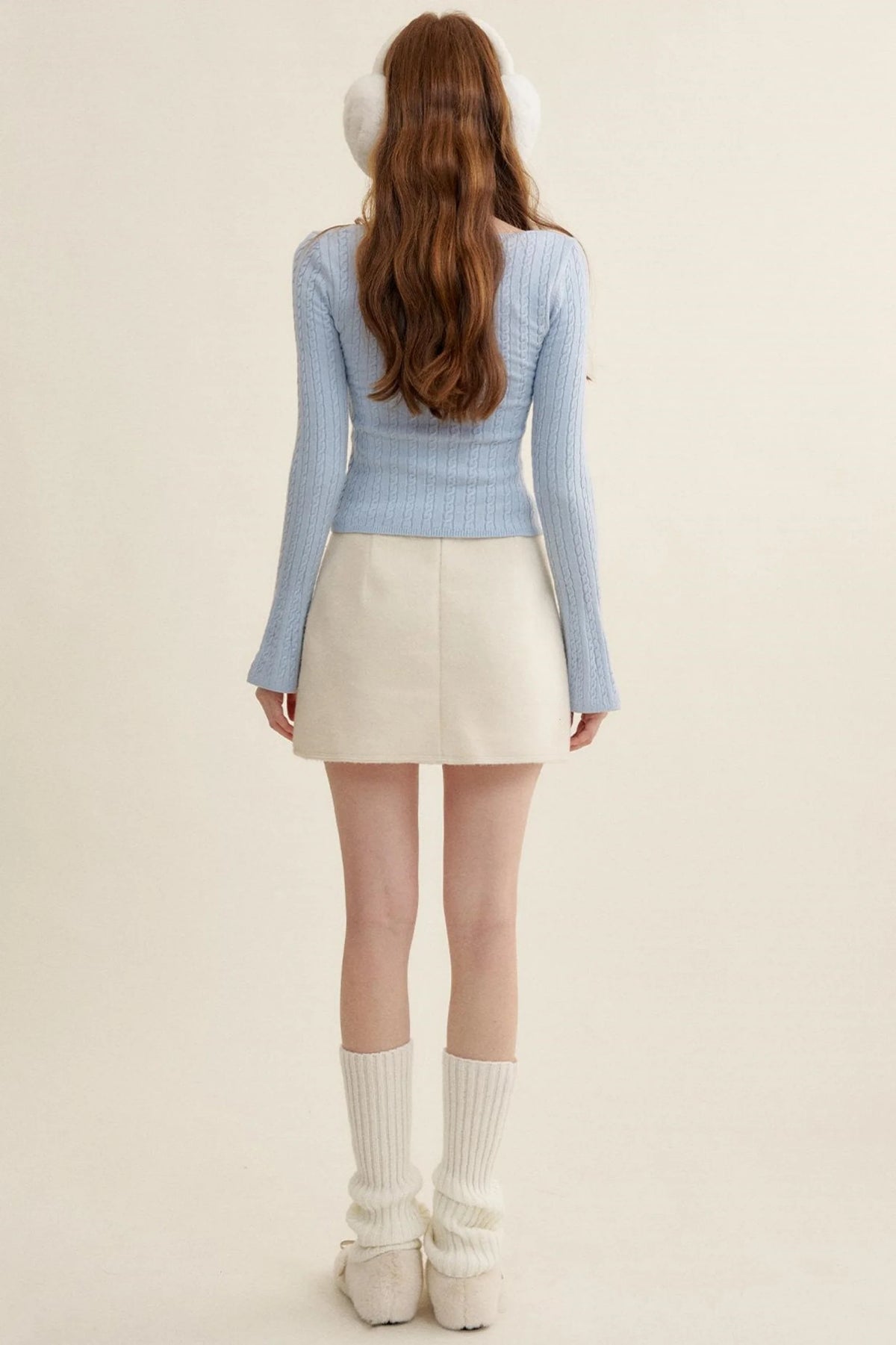 Cream Tweed A-Line Skirt