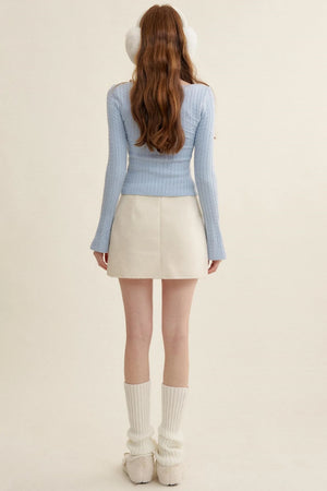 Cream Tweed A-Line Skirt