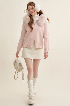 Cream Tweed A-Line Skirt