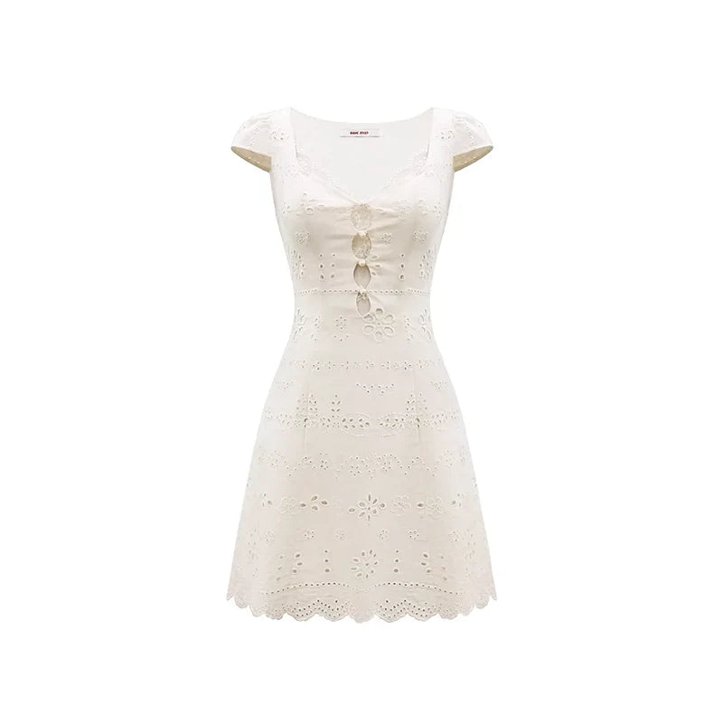 Cream White Slim Lace Dress