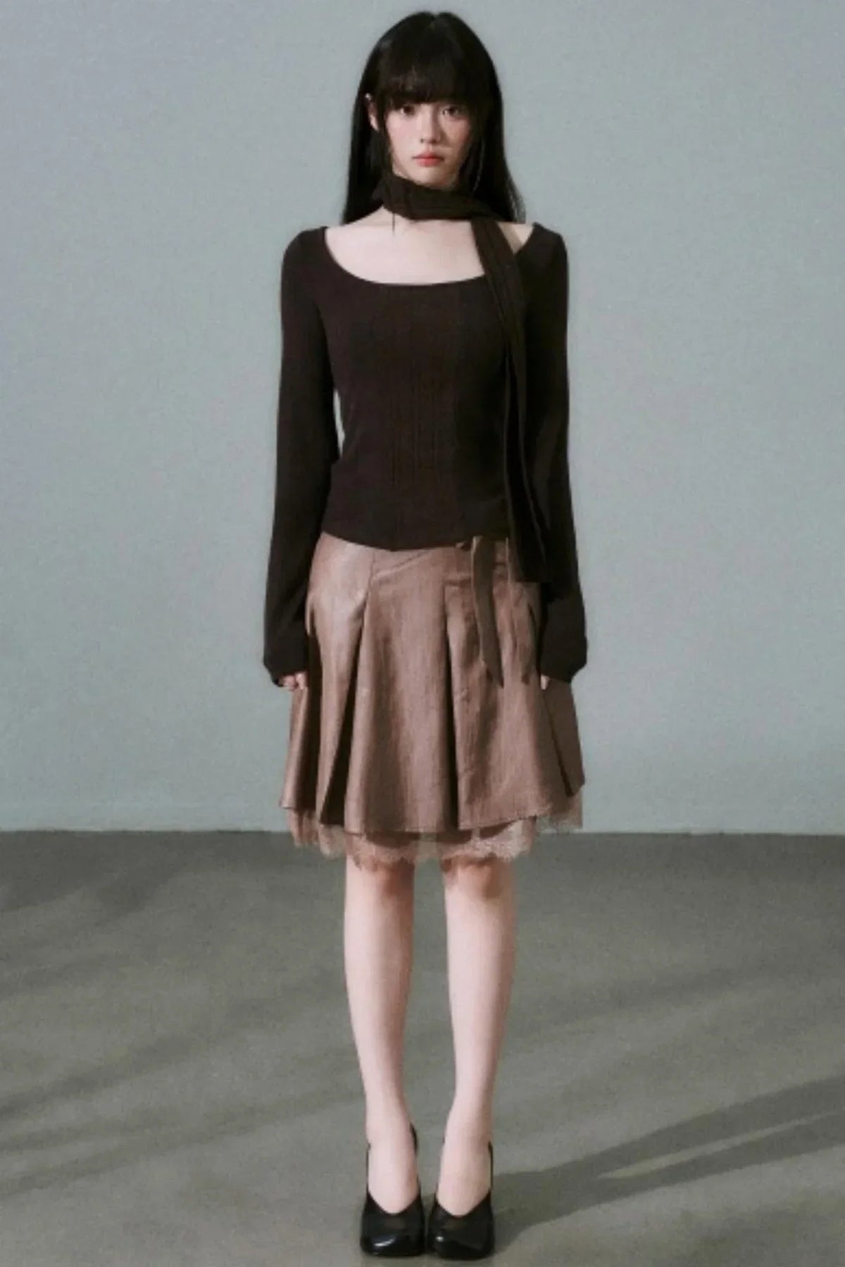 Crew Neck Patchwork Slim Sweater