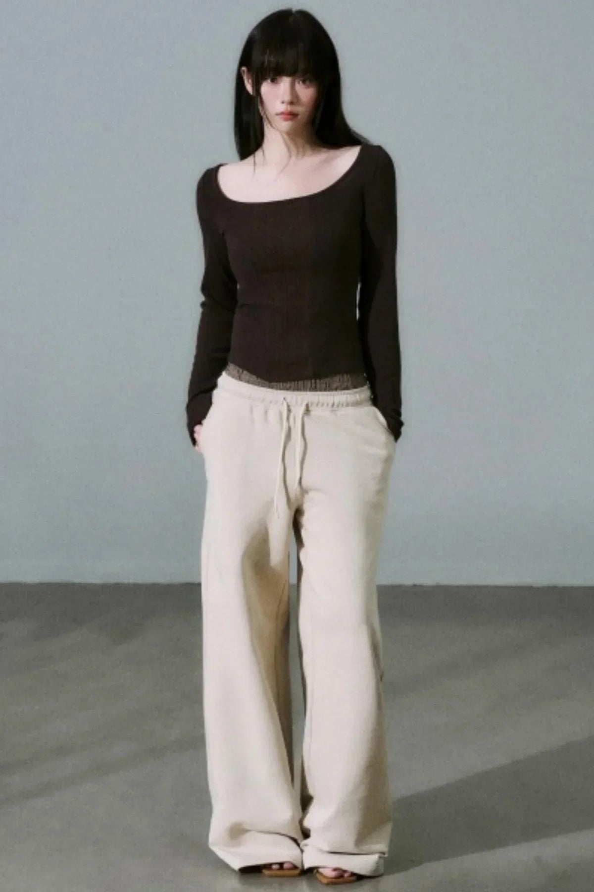 Crew Neck Patchwork Slim Sweater